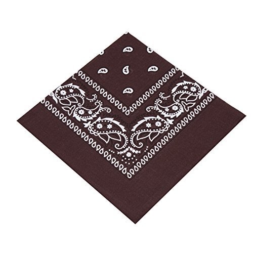 Boolavard 1s, 6s, 9s or 12 Pack Cowboy Bandanas with Original Paisley Pattern (Brown) - Image 1