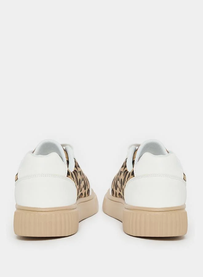 Styli Animal Print Lace Up Sneakers