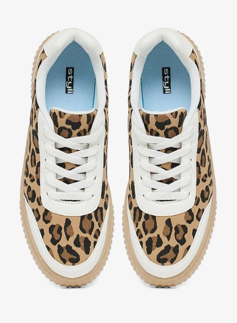 Styli Active  Animal Print Lace Up Sneakers for Women | Best Price UAE