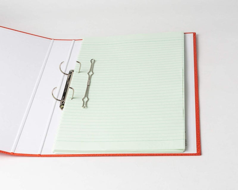 Mahavir Premium – 2D Ring Binder File – Foolscap Size (216mm x 343mm) (8.5inch x 13.5inch) – 25mm (1 inch) Nickel Plated Clip – Vinyl Coated Cover Material – Pack of 2 – (Orange + Green) - Image 4