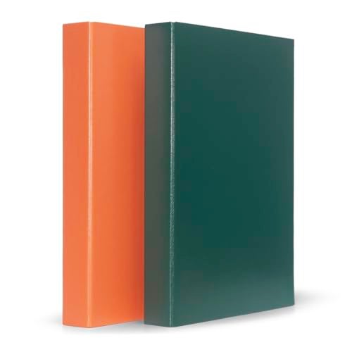 Mahavir Premium – 2D Ring Binder File – Foolscap Size (216mm x 343mm) (8.5inch x 13.5inch) – 25mm (1 inch) Nickel Plated Clip – Vinyl Coated Cover Material – Pack of 2 – (Orange + Green) - Image 1
