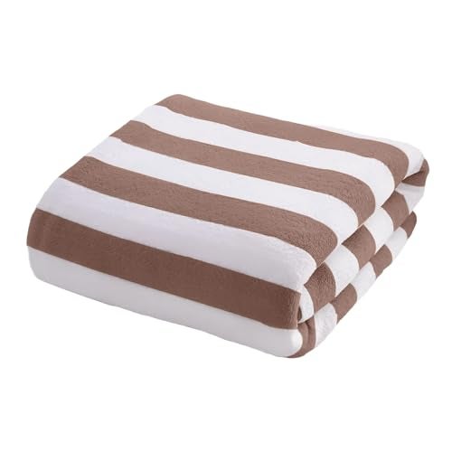 MAXOSHINE Microfiber Towels for Bath Large Size-Super Soft Coral Fleece Bathing Towel with Hook Quick Dry Super Absorbent-Bath Towel for Men and Women-70x140 cm (Brown, Pack of 1) - Image 1