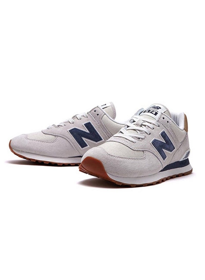 New Balance 574 Low Top Colorblock Sneakers Beige/Light Blue/Brown  - Image 4