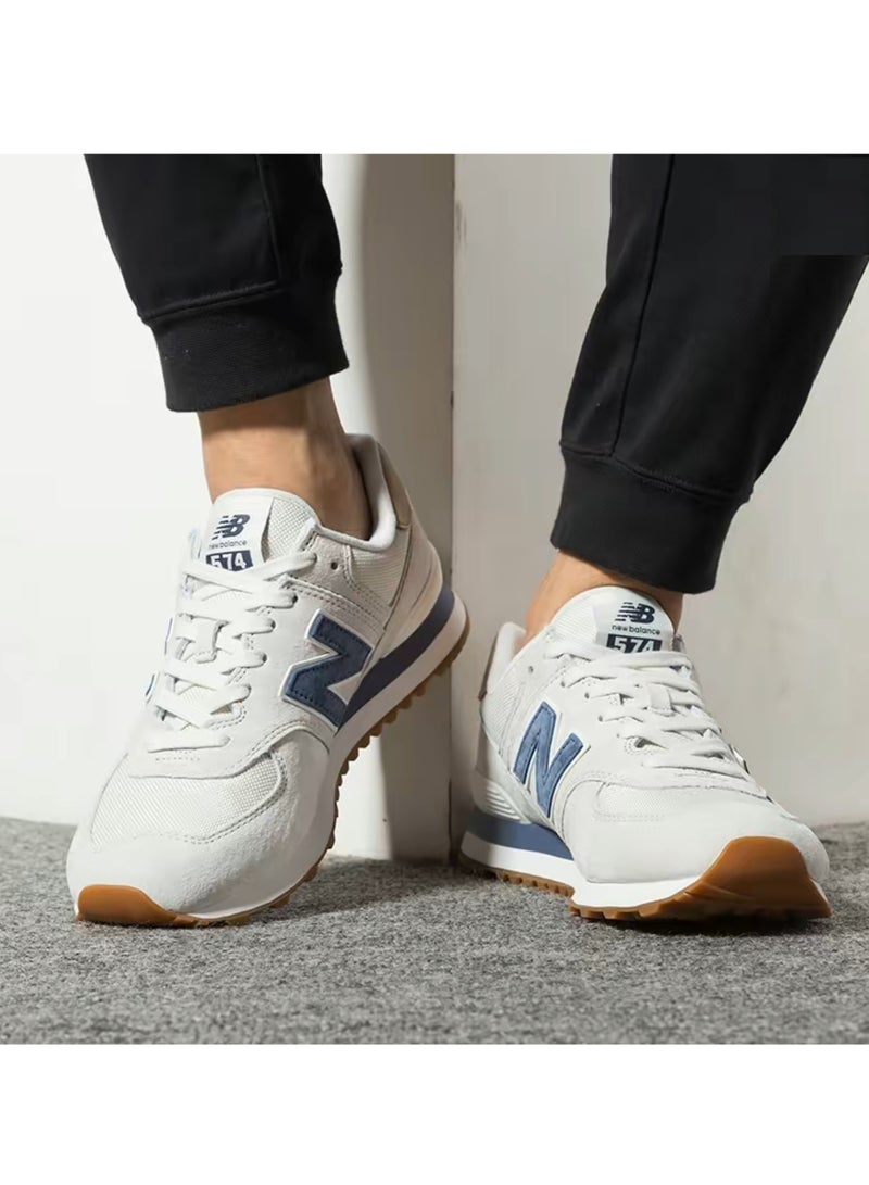 New Balance 574 Low Top Colorblock Sneakers Beige/Light Blue/Brown  - Image 2
