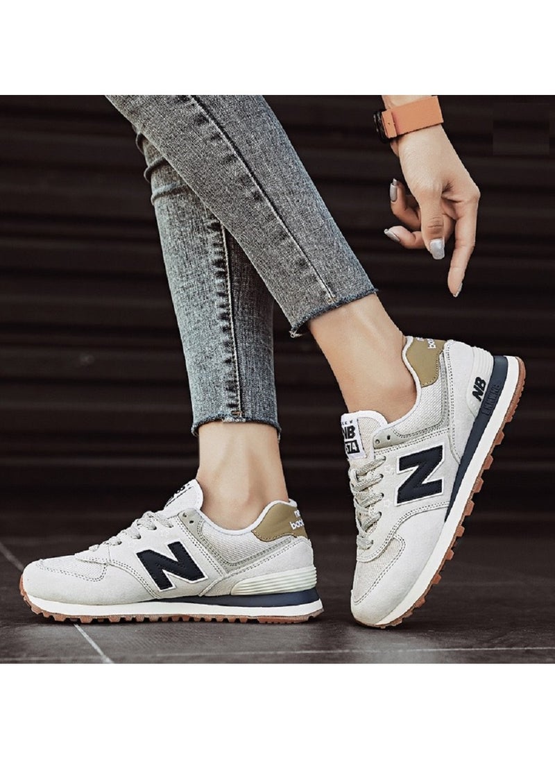 New Balance 574 Low Top Colorblock Sneakers Beige/Light Blue/Brown  - Image 3