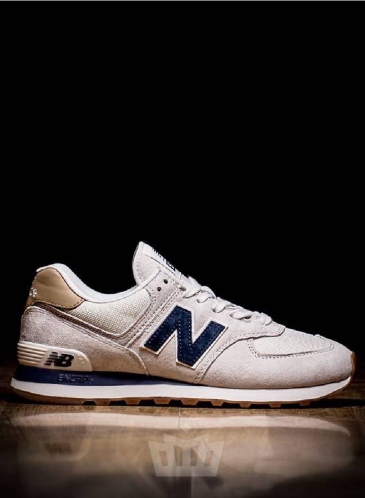 New Balance 574 Low Top Colorblock Sneakers Beige/Light Blue/Brown  - Image 5