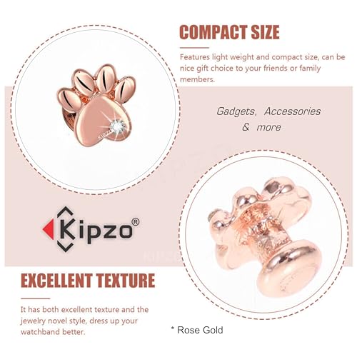 KIPZO® Rosegold metal alloy Decorative watch lucky Charms studs Rings Loops Smartwatch wrist band Jewelry Silicone Bands i-Watch Series 8 7 6 cat paw butterfly leaf Ornament Strap Accessories 3pc - Image 3