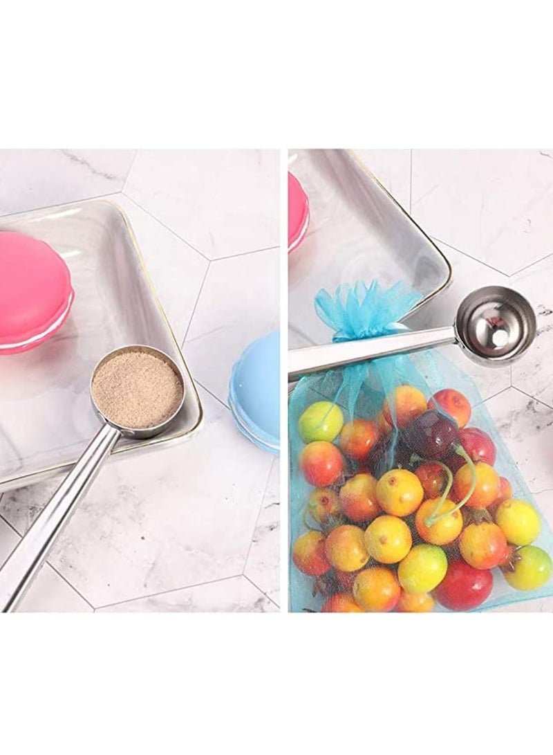 Stainless steel cup body coffee grounds spoon with silver coffee bag sealing clip  - Image 5