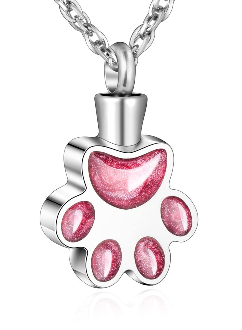 KASTWAVE Paw Print Urn Necklace for Ashes Cremation Necklace for Pet Ashes Stainless Steel Ash Necklace Memorial Ash Holder - Image 1