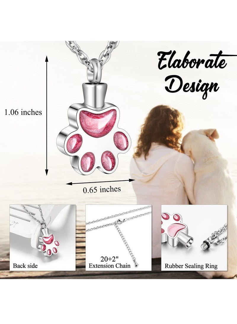 KASTWAVE Paw Print Urn Necklace for Ashes Cremation Necklace for Pet Ashes Stainless Steel Ash Necklace Memorial Ash Holder - Image 2