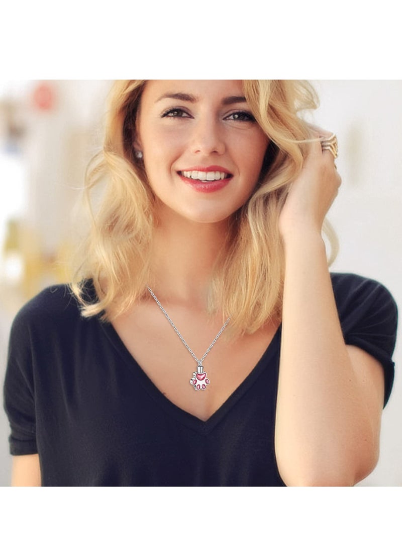 KASTWAVE Paw Print Urn Necklace for Ashes Cremation Necklace for Pet Ashes Stainless Steel Ash Necklace Memorial Ash Holder - Image 5