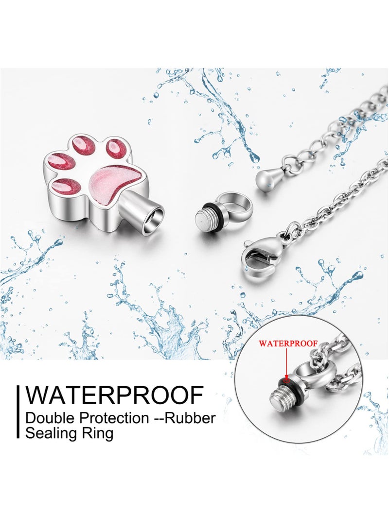 KASTWAVE Paw Print Urn Necklace for Ashes Cremation Necklace for Pet Ashes Stainless Steel Ash Necklace Memorial Ash Holder - Image 3