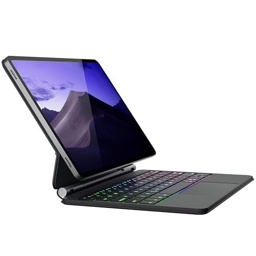 doqo for Samsung Galaxy Tab S10 FE/S9/S9 FE/S8/S7 Keyboard case 11 inch, Magnetic Case with Keyboard with Touchpad Wireless Backlit Floating Cantilever Stand, Slim Protective Cover Folio Black - Image 1