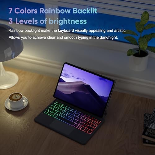 doqo for Samsung Galaxy Tab S10 FE/S9/S9 FE/S8/S7 Keyboard case 11 inch, Magnetic Case with Keyboard with Touchpad Wireless Backlit Floating Cantilever Stand, Slim Protective Cover Folio Black - Image 5