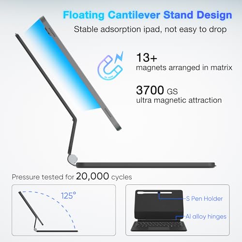 doqo for Samsung Galaxy Tab S10 FE/S9/S9 FE/S8/S7 Keyboard case 11 inch, Magnetic Case with Keyboard with Touchpad Wireless Backlit Floating Cantilever Stand, Slim Protective Cover Folio Black - Image 4