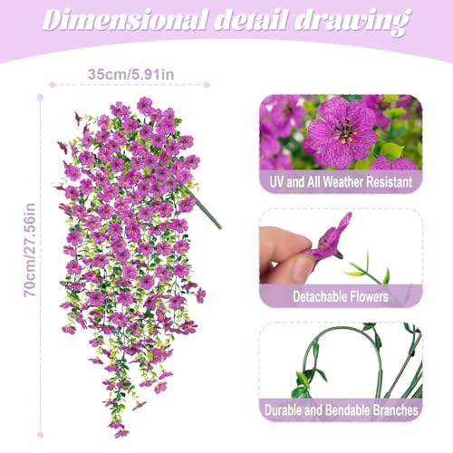 Hrobek Fake Artificial Flowers for Outdoors Decoration 2 PCS Faux UV Resistant Artificial Outdoor Flowers Fake Hanging Plants Look Real Daisy No Fade Spring Decor for Porch Home Patio Balcony and Yard - Image 3