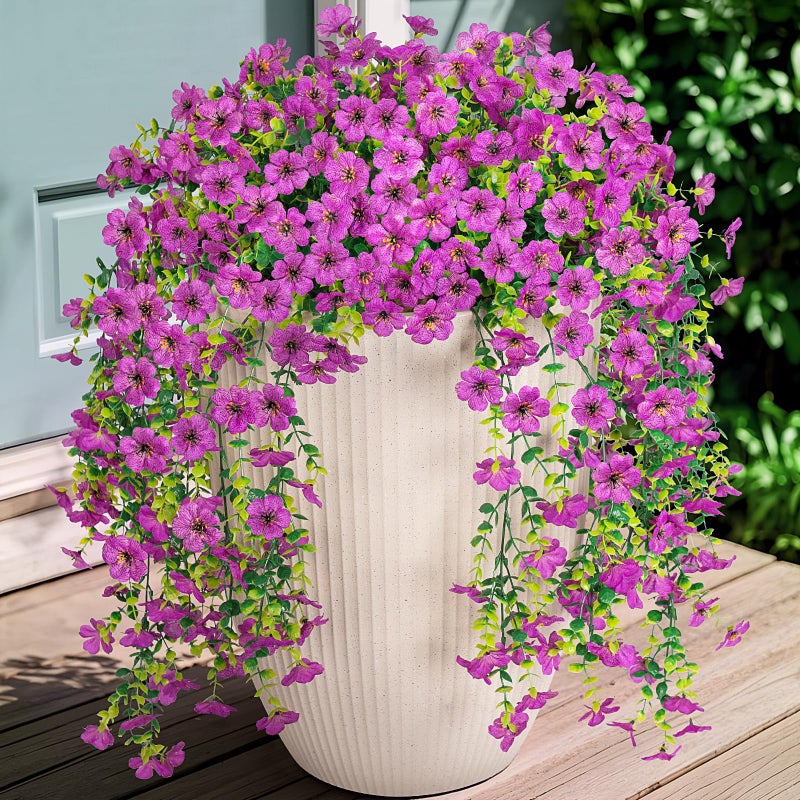 Hrobek Fake Artificial Flowers for Outdoors Decoration 2 PCS Faux UV Resistant Artificial Outdoor Flowers Fake Hanging Plants Look Real Daisy No Fade Spring Decor for Porch Home Patio Balcony and Yard - Image 2