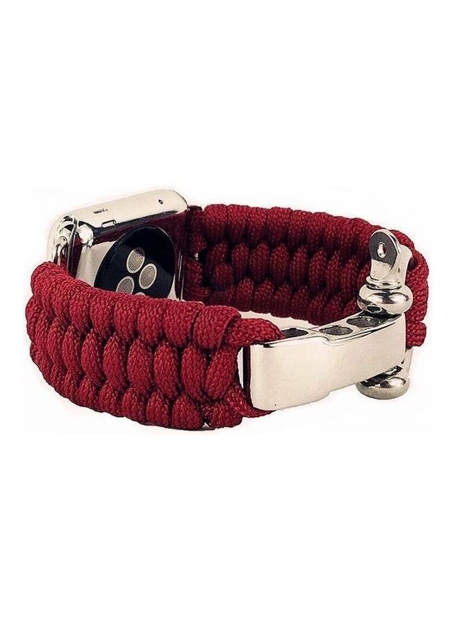 NIBEMINENT Umbrella Cord Nylon Braided Strap For Apple Watch Series 7/6/5/4/3/2/1/SE 38/40/41mm Red - Image 1
