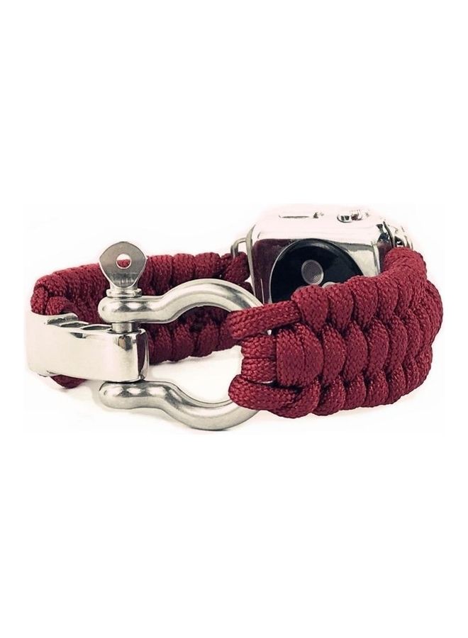 NIBEMINENT Umbrella Cord Nylon Braided Strap For Apple Watch Series 7/6/5/4/3/2/1/SE 38/40/41mm Red - Image 2