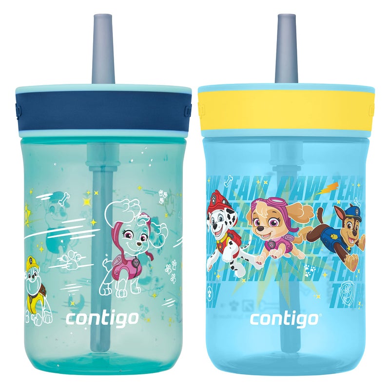 Contigo Paw Patrol SpillProof Kids Tumbler with Straw  BPAFree Plastic Water Bottle  14oz 2Pack for Home School Travel