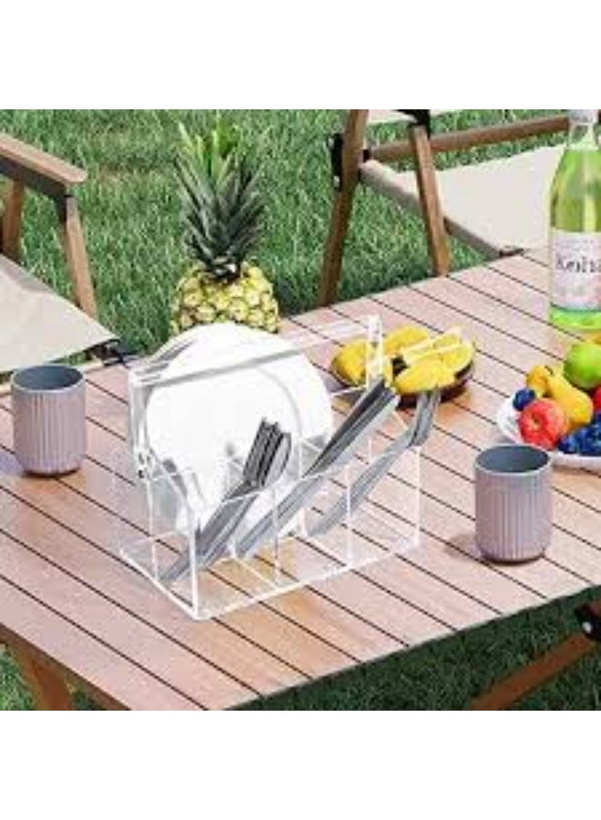 EMAAZZ LLC Clear Acrylic Cutlery Organizer with Multi Compartments – Spoon, Fork & Knife Storage Holder for Kitchen Countertop, Dining Table & Home Organization - Image 1