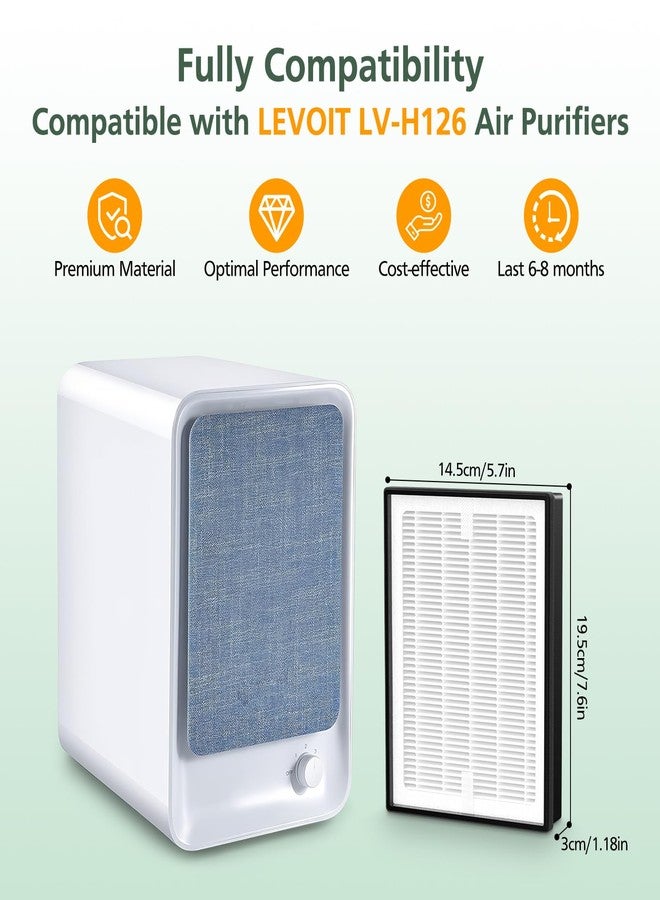 isinlive LV-H126 Replacement Filter Compatible with Levoit LV-H126 Air Puri-fier, 2 PACK HEPA Filters and 8 Extra Activated Carbon Pre-filters, Fit Parts No. LV-H126-RF - Image 2