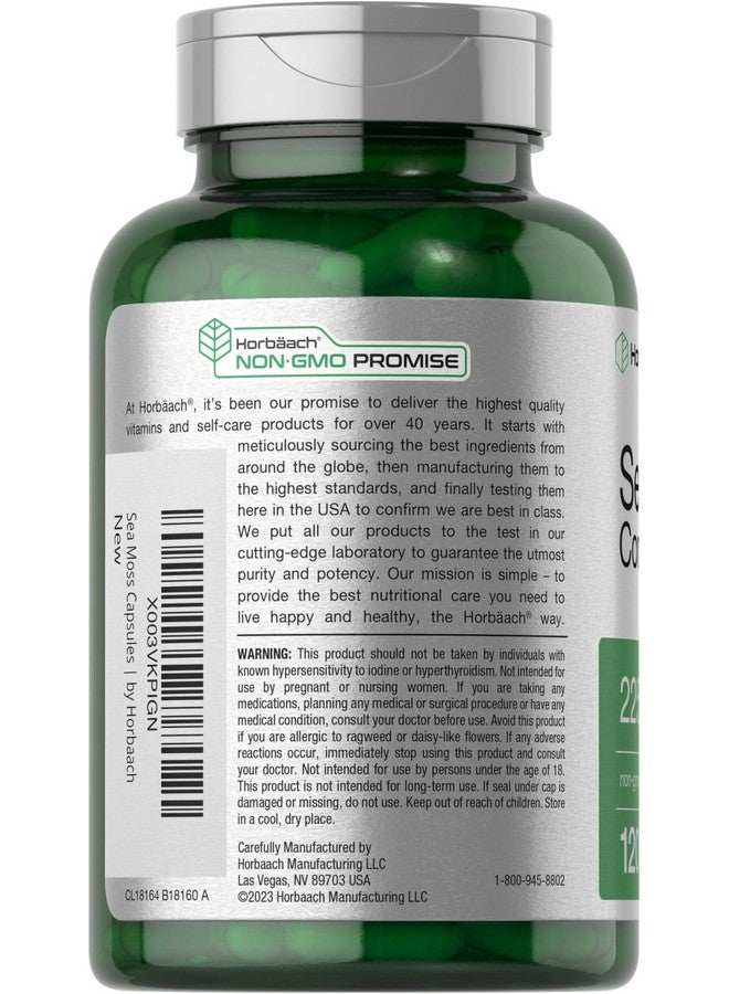 Horbäach Sea Moss Complex Capsules | 2250mg | 120 Count | Complex Formula with Bladderwrack & Burdock Root | Non-GMO & Gluten Free Supplement - Image 3