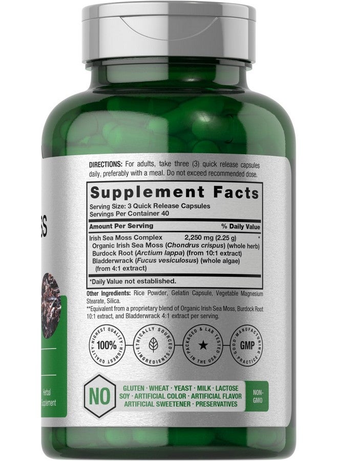 Horbäach Sea Moss Complex Capsules | 2250mg | 120 Count | Complex Formula with Bladderwrack & Burdock Root | Non-GMO & Gluten Free Supplement - Image 2