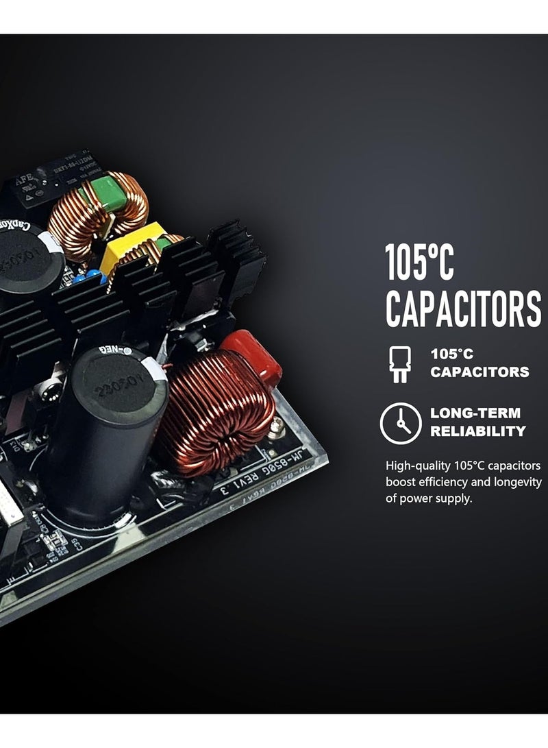 750W Computer Power Supply - Low Noise - Sheathed Cables - Dual Ball Bearing Fan, Protective PCB Coating  - Image 4