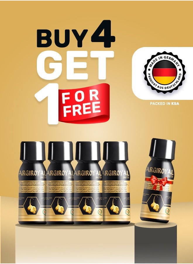 Noor AlQmar Argiroyal Shots Boosts Libido, Energy & Sexual Health – 4 Bottles + 1 Free! (75ml each)  - Image 1