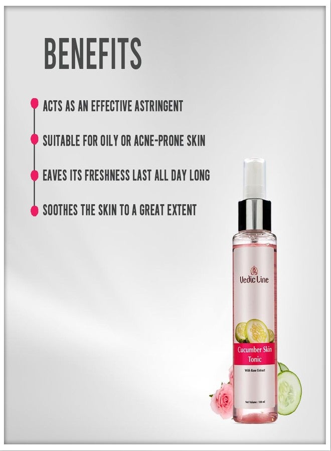 Vedic Line Vedicline Cucumber Skin Tonic, Reduces Acne Breakouts, Oily Skin with Rose & Cucumber Extract for Soft and Smooth Skin, 100ml - Image 3