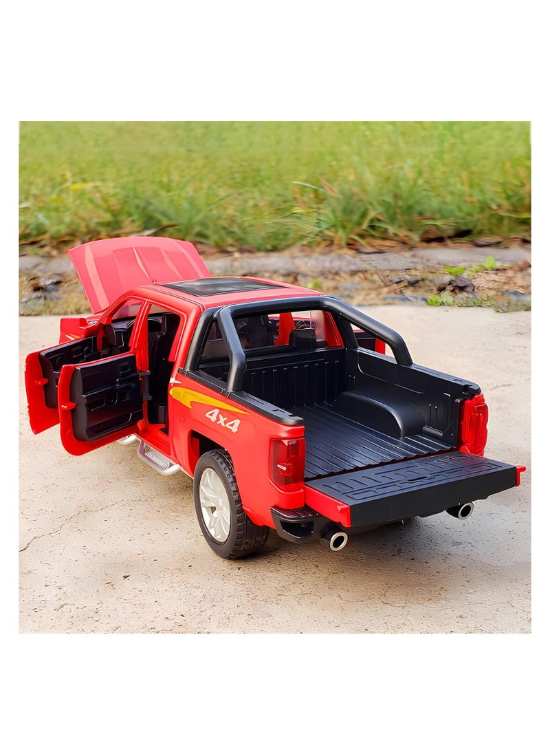 CHE ZHI 1:28 Chevrolet Truck Alloy Diecast Metal Model | Collectible Pull Back Toy Vehicle for Kids (Red)  - Image 5