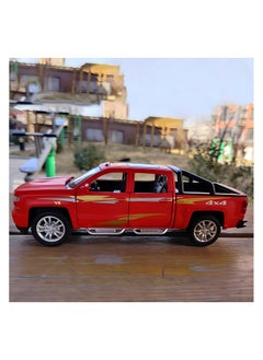 CHE ZHI 1:28 Chevrolet Truck Alloy Diecast Metal Model | Collectible Pull Back Toy Vehicle for Kids (Red)  - Image 4