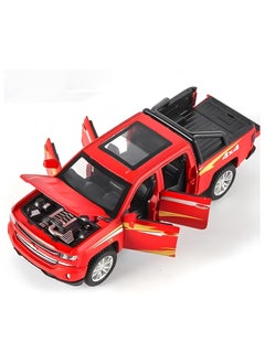 CHE ZHI 1:28 Chevrolet Truck Alloy Diecast Metal Model | Collectible Pull Back Toy Vehicle for Kids (Red)  - Image 1