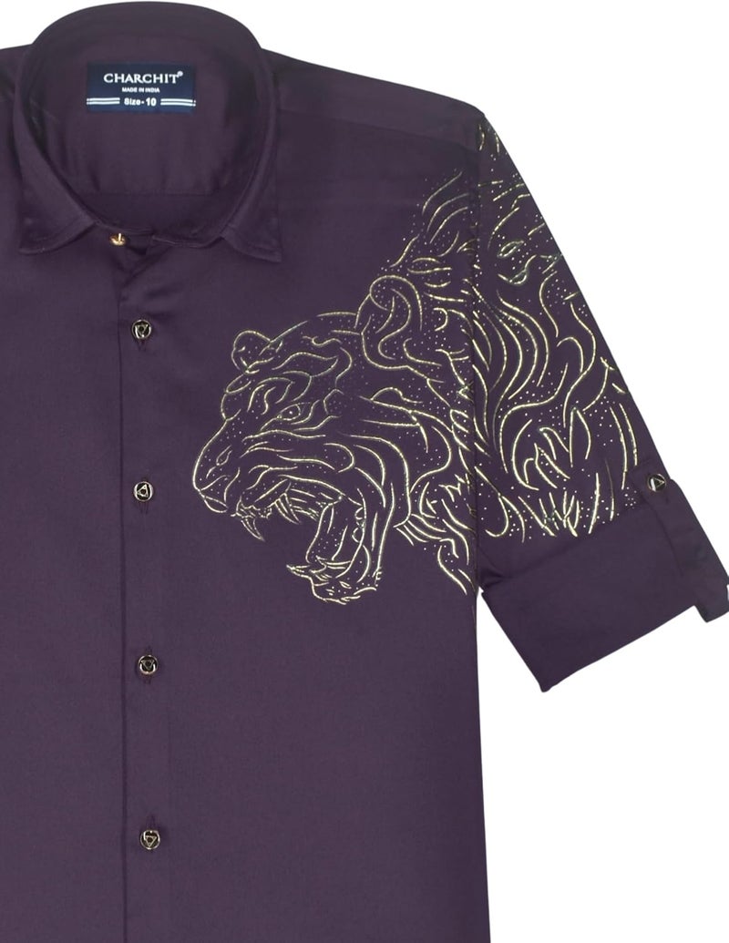 CHARCHIT Boys Regular Fit Printed Full Sleeve Shirt - Image 5