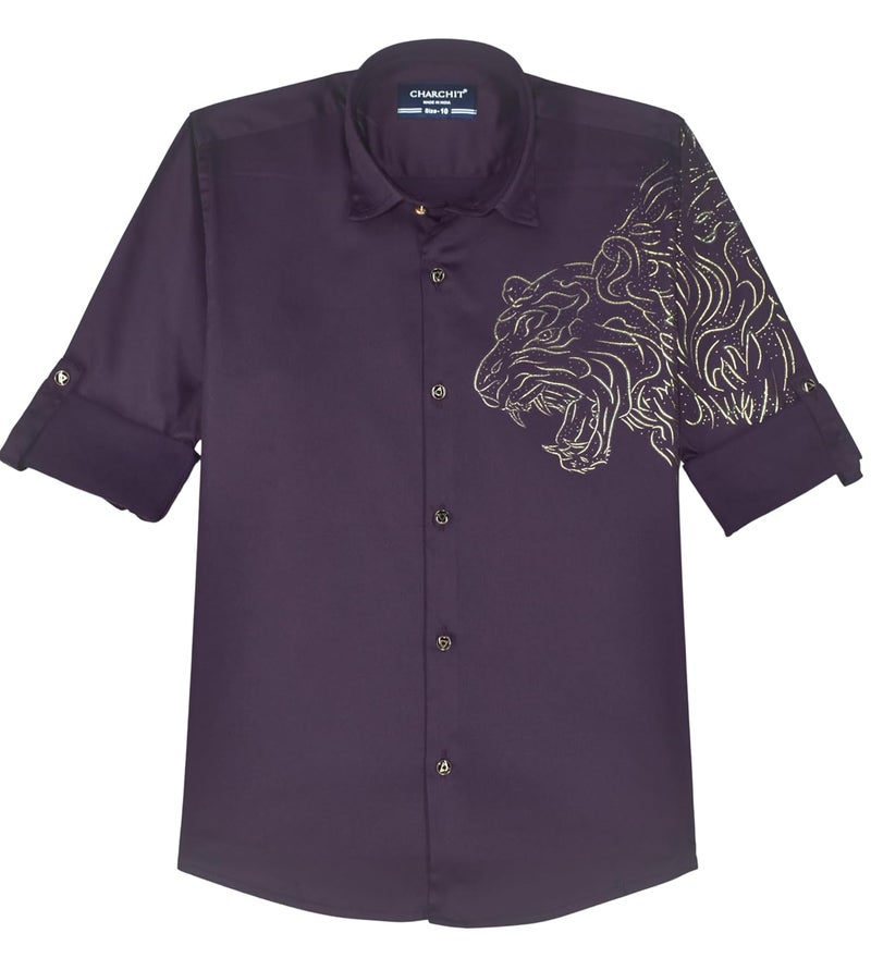 CHARCHIT Boys Regular Fit Printed Full Sleeve Shirt - Image 3