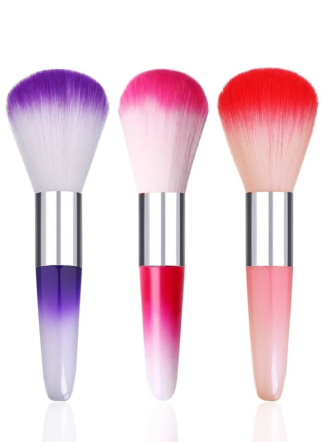 SILPECWEE 3Pcs Nail Brushes for Cleaning Powder, Makeup Brush Nail Clean Up Brush Acrylic Nail Brush Cleaner Nail Dust Brush Manicure Brush Nail Art Tools - Image 1