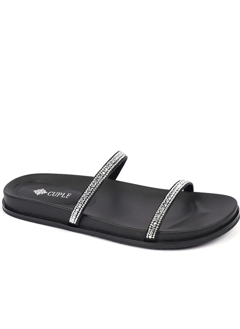كابلي Slip-on Double strap Embellished slide  Flat Sandals