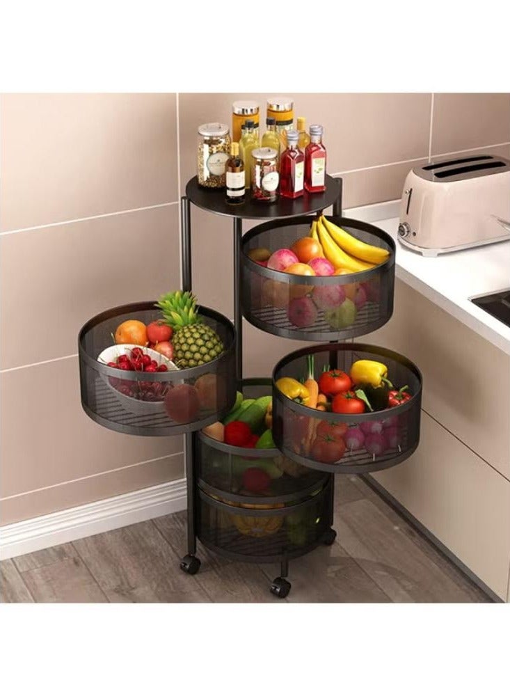 4 -Tier Storage Trolley Cart Black - Image 3