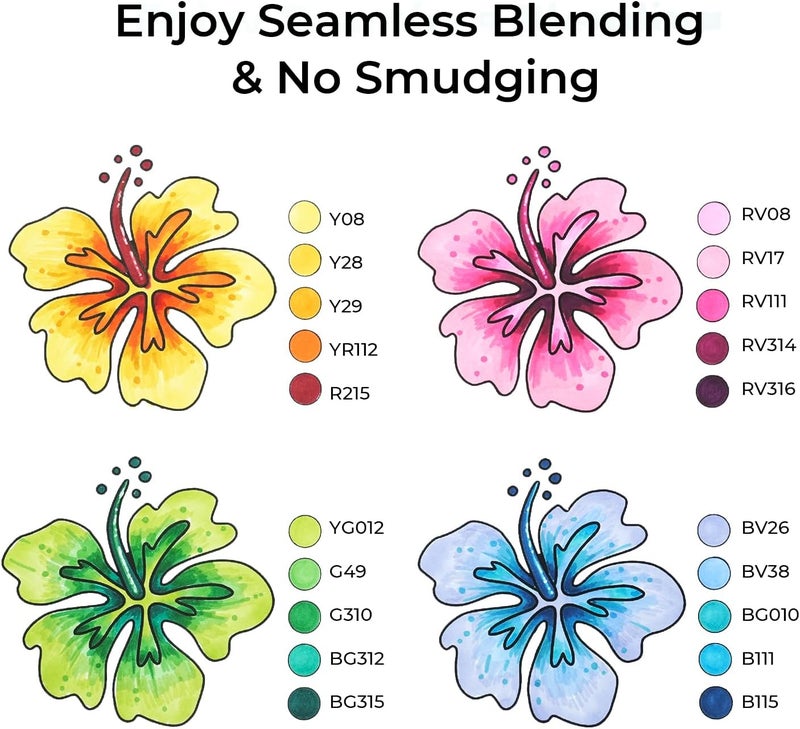 Ohuhu Alcohol Markers 100 Colors: Chisel & Fine Dual Tips Alcohol Marker Set with Colorless Blender - Oahu Series - Image 4