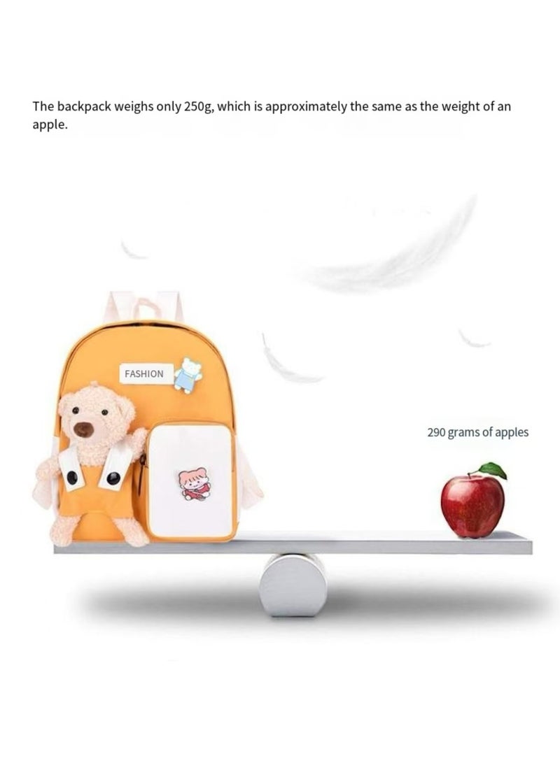 كيوت بسيطة حقيبة الظهر للأطفال الصغار الحديثة مناسبة للطلاب والبنات والأولاد | روضة أطفال أطفال المدارس الابتدائية على ظهره ، لطيف قلادة الدب الصغير - Image 4