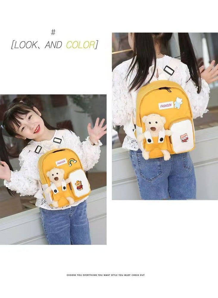 كيوت بسيطة حقيبة الظهر للأطفال الصغار الحديثة مناسبة للطلاب والبنات والأولاد | روضة أطفال أطفال المدارس الابتدائية على ظهره ، لطيف قلادة الدب الصغير - Image 5
