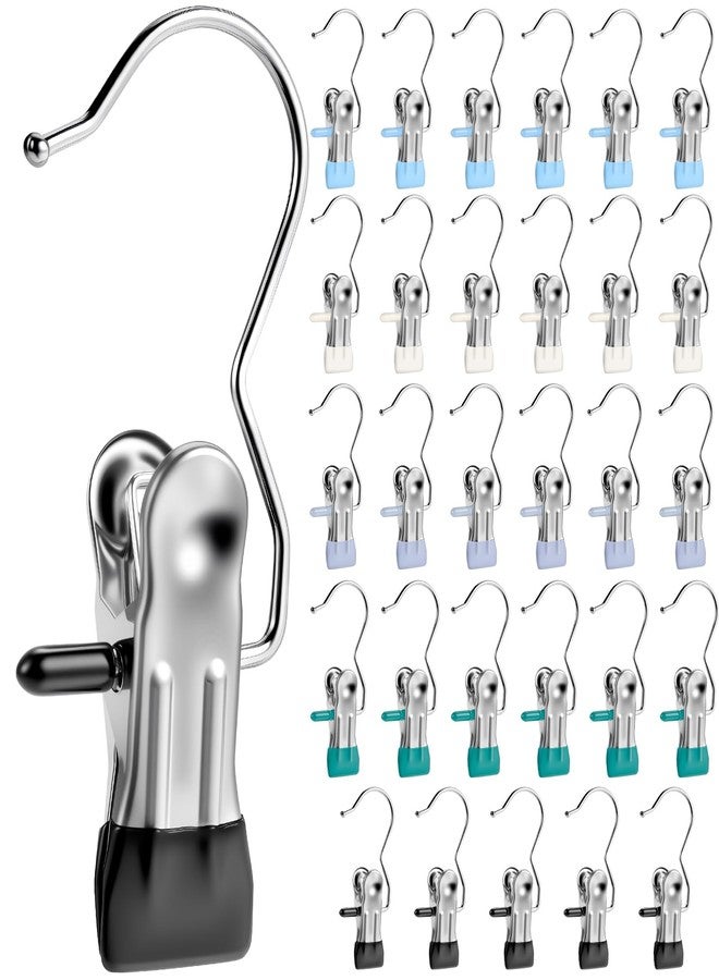 Senbowe 30 Pack Heavy Duty Clothes Pins, Boot Hangers for Closet, Laundry Hook Hanging Clips Clamps for Closet Organizer Pants Hats Socks Towels Clips, Clothespins Hanger for Travel Handbag Legging - Image 1