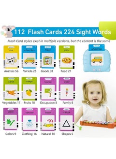 M MIAOYAN Talking flash cards for toddlers aged 2 to 6, designed for speech training and autism support. Comes with an audible learning card machine featuring 224 sight words (English only), making it a perfect birthday gift for boys and girls.  - Image 2