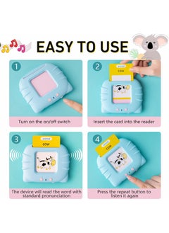 M MIAOYAN Talking flash cards for toddlers aged 2 to 6, designed for speech training and autism support. Comes with an audible learning card machine featuring 224 sight words (English only), making it a perfect birthday gift for boys and girls.  - Image 3