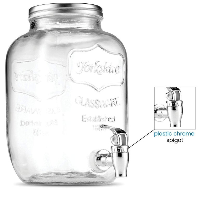 RAVIZAA 1 Piece Mason Jar Beverage Drink Dispenser 4 Litre Glass Jug Pitcher with Steel Plated Plastic tapSpigot and Steel lid - Image 3