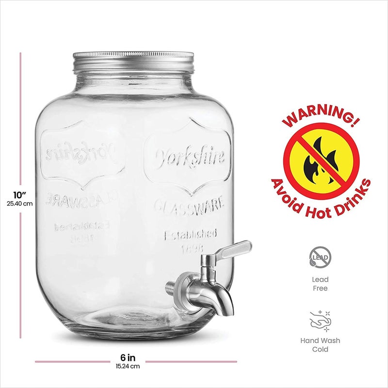 RAVIZAA 1 Piece Mason Jar Beverage Drink Dispenser 4 Litre Glass Jug Pitcher with Steel Plated Plastic tapSpigot and Steel lid - Image 5