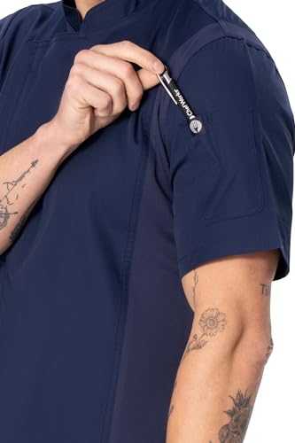 Chef Works Men's Springfield Chef Coat, Navy, Medium - Image 2