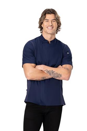 Chef Works Men's Springfield Chef Coat, Navy, Medium - Image 4