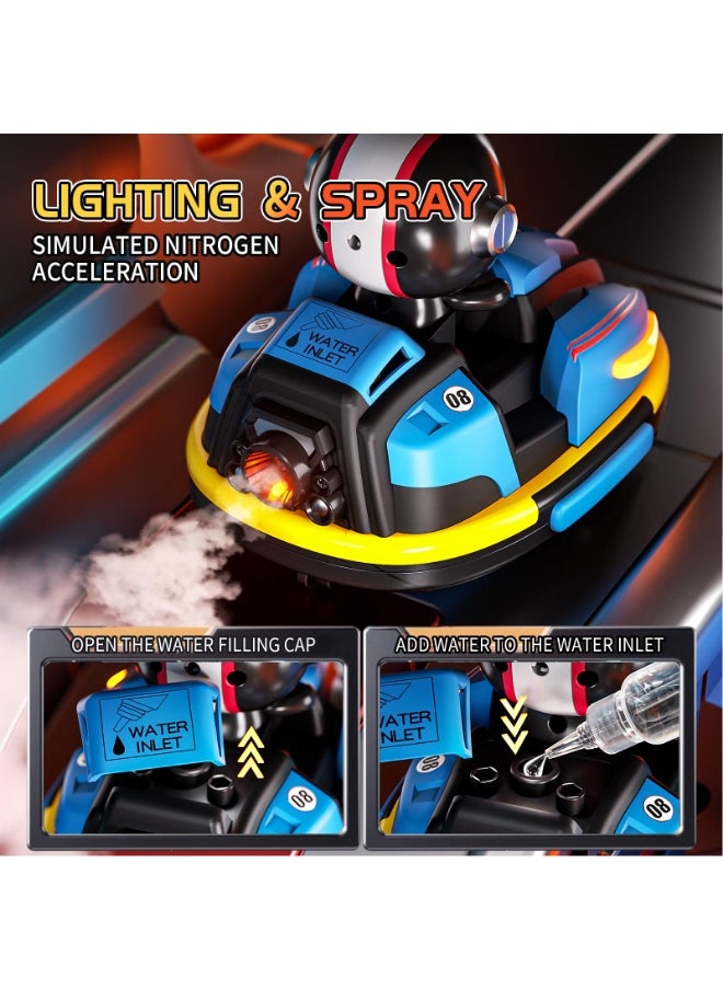 XICEN Remote Control Car Set, 2pcs 2.4GHz Bumper Cars, RC Battle Race Car Toy, Ejecting Dodgem Cars with Sound Effects, Spray, Music and Lights, RC Play Vehicles for Kids Boys Children  - Image 5
